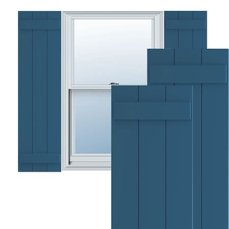 True Fit PVC Three Board Joined Board-n-Batten Shutters, Sojourn Blue, 16 1/8W X 45H